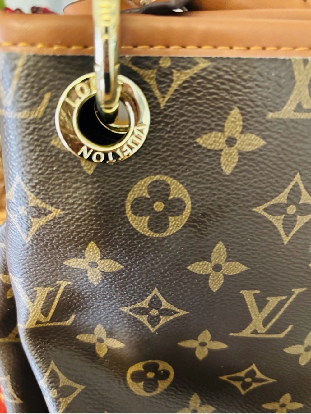 Louis Vuitton Monogram Canvas Tote Bag - Brown/Gold Trim